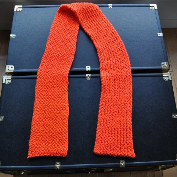 Bright Orange Hand Made Scarf 64"x6" - Picture 2 of 4